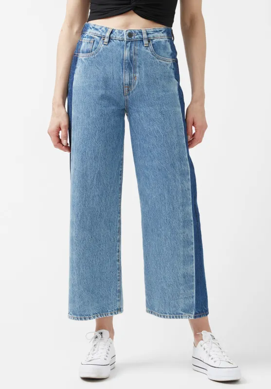 High Rise Wide Leg Cropped Addisson Women’s Jeans, Shadow Wash Blue - BL15896 sold by Buffalo Jeans