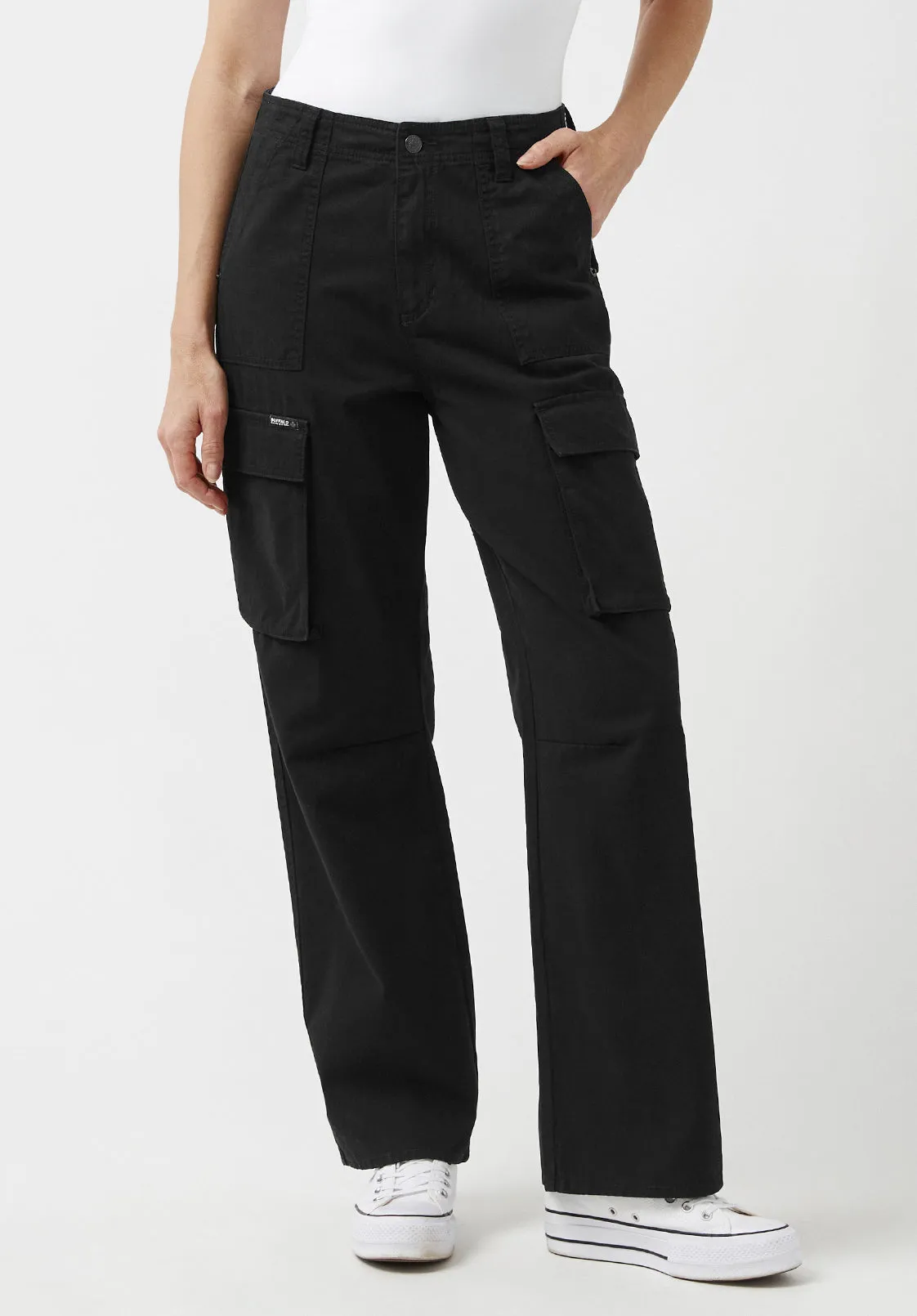 Low Rise Straight Gia Black Cargo Pants - BL15915 sold by Buffalo Jeans