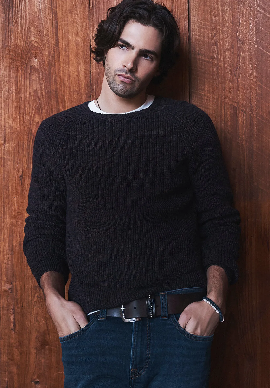 Walin Men’s Sweater in Heather Dark Red - BM24012 sold by Buffalo Jeans product image thumbnail 2