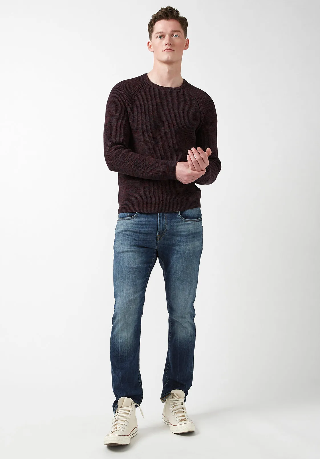 Walin Men’s Sweater in Heather Dark Red - BM24012 sold by Buffalo Jeans product image thumbnail 5