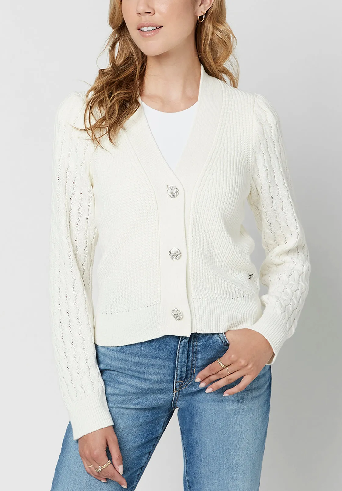 Mercedes Cableknit Sleeve Women's Cardigan - SW0587H sold by Buffalo Jeans