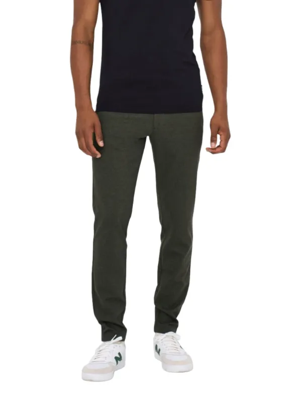 Only & Sons Mark Pantalon Herringbone Print Donkergrijs sold by Burned Sports