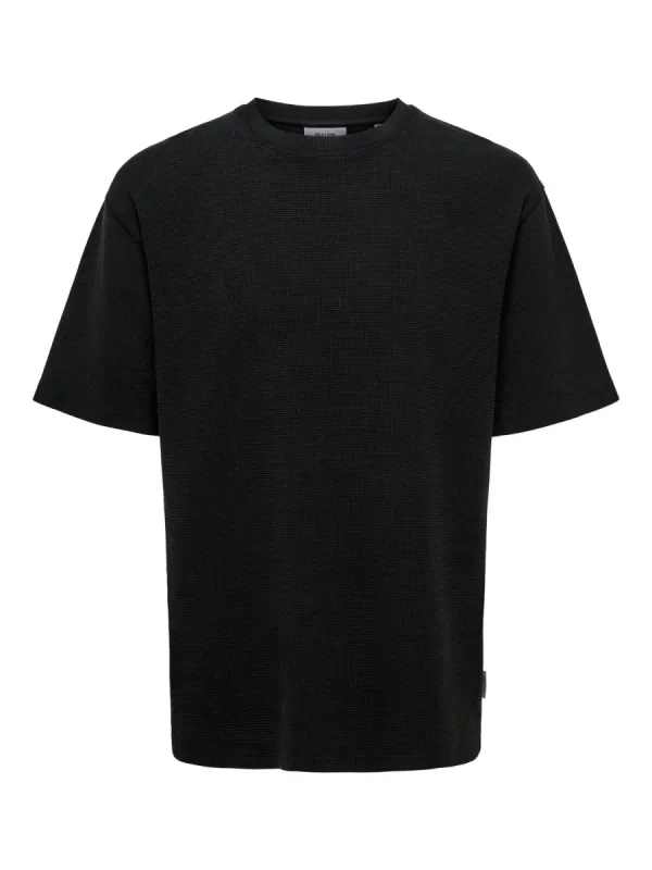 Only & Sons Theo Relaxed Waffle T-shirt Zwart made by ONLY & SONS