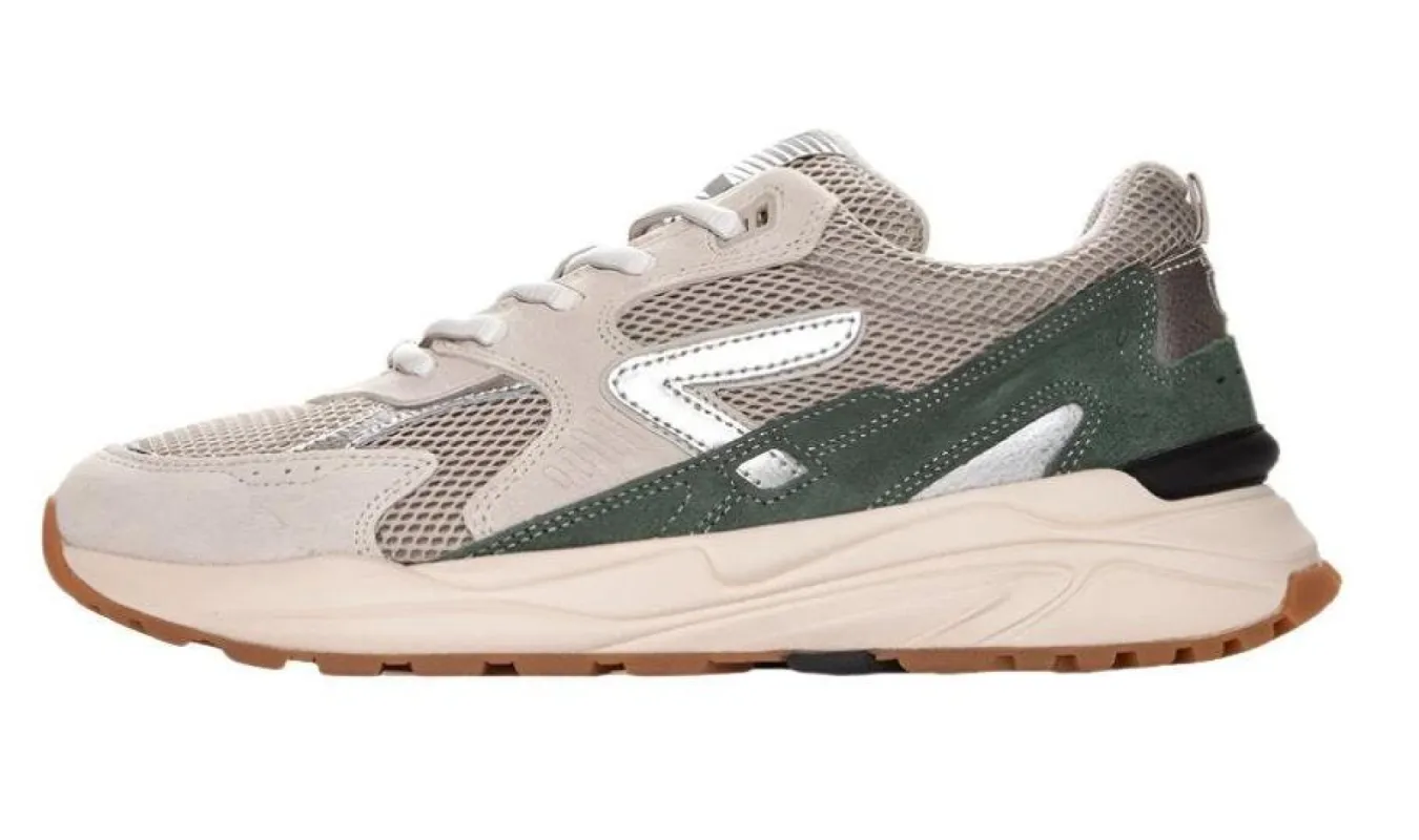 HUB Grid Heren Sneaker Beige Groen sold by Burned Sports