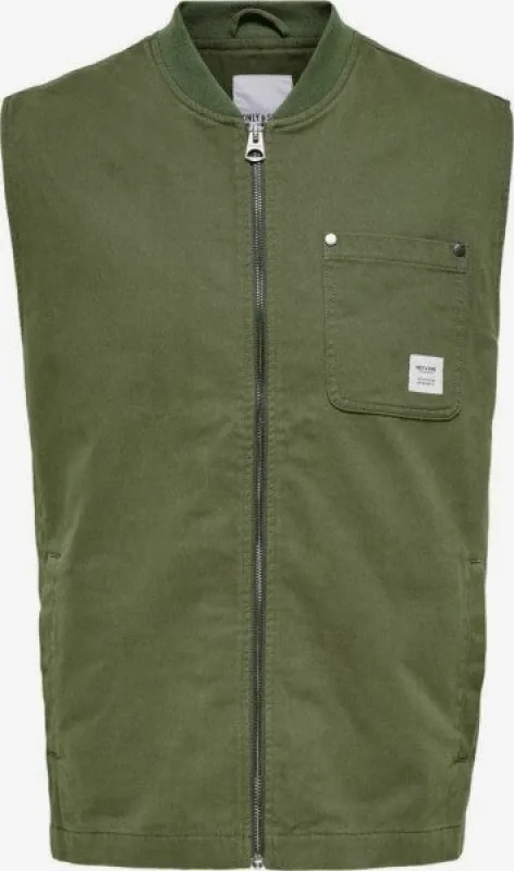 Only & Sons Life Gilet Groen sold by Burned Sports