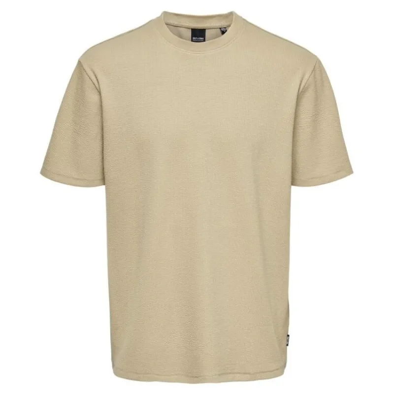 Only & Sons Seersucker T-shirt Beige made by Burned Sports