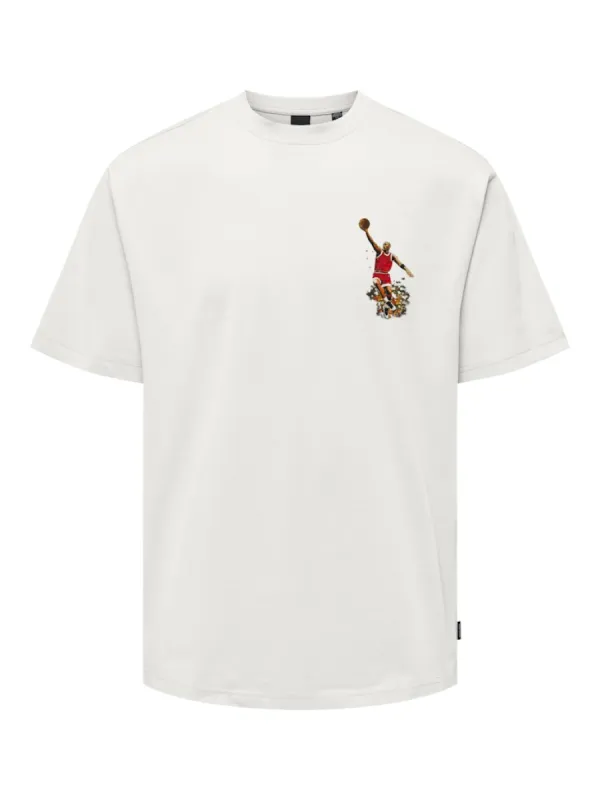 Only & Sons Jordan Jumping Man T-shirt Wit sold by Burned Sports