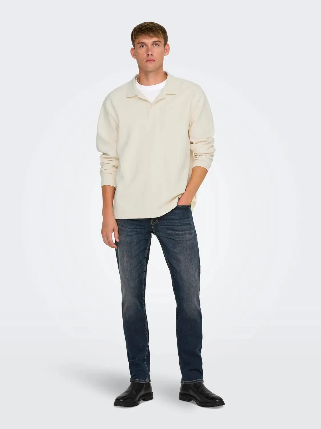 Only & Sons Bernard Rlx Longsleeve Polo Wit sold by Burned Sports product image thumbnail 5