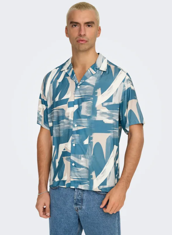 Only & Sons Life Reg Resort Shirt Blauw made by ONLY & SONS