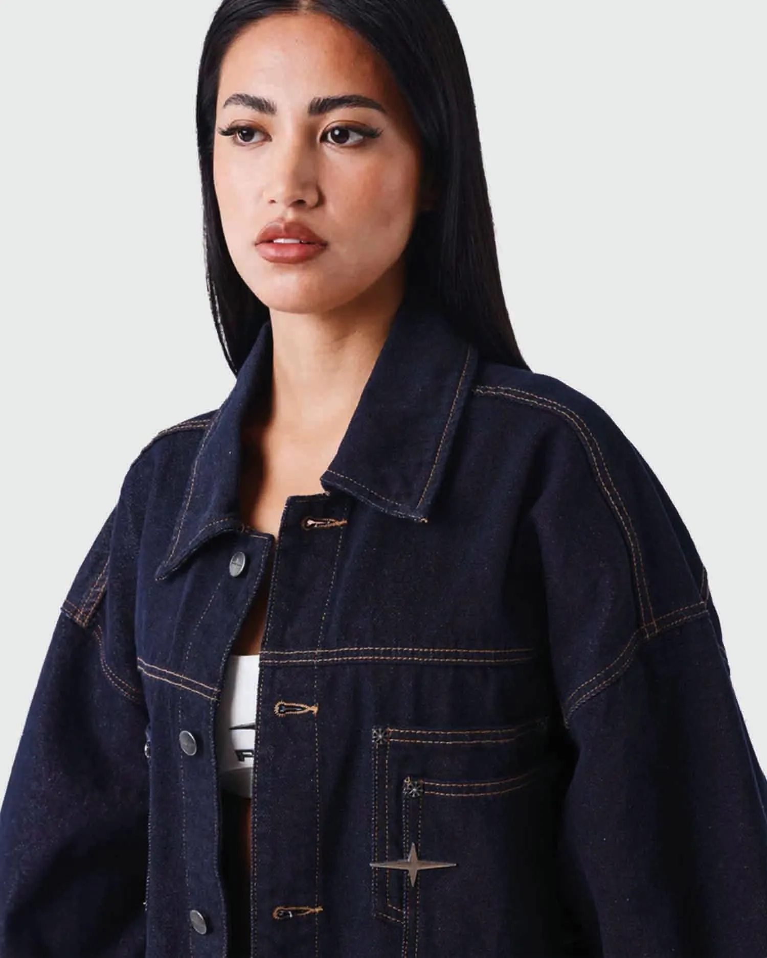 Project X Paris Dames Oversized Jacket Raw Dark Denim sold by Burned Sports product image thumbnail 2