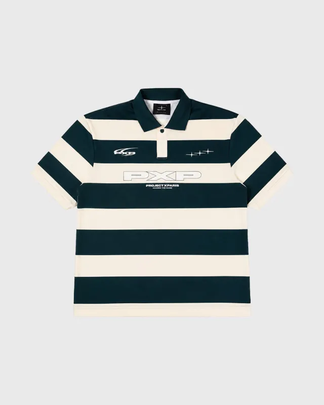 Project X Paris Loose Horizontal Stripe Polo Wit Groen made by Burned Sports