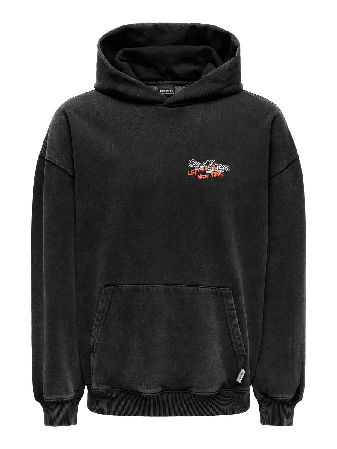 Only & Sons Ramon Relax Washed Hoodie Zwart sold by Burned Sports