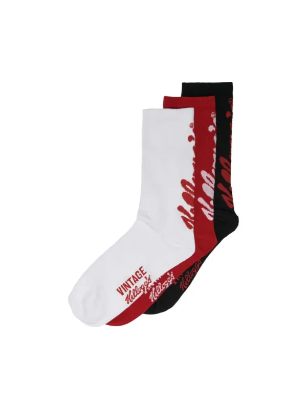 Only & Sons Kellogg's Socks 3 pack Wit Rood Zwart sold by Burned Sports