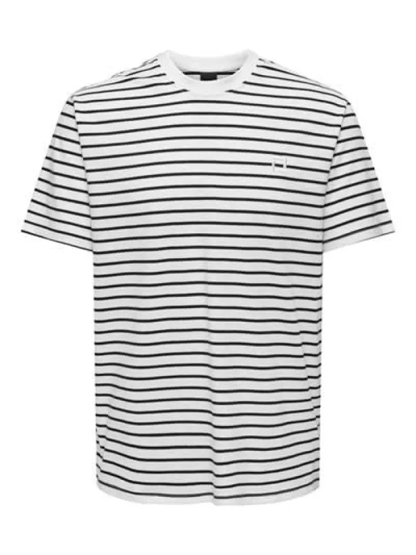 Henry Stripe T-Shirt Wit Donkerblauw sold by Burned Sports