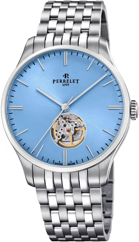 Perrelet Weekend 3 Hands Open Heart Ice Blue Bracelet Watch sold by C.W. Sellors
