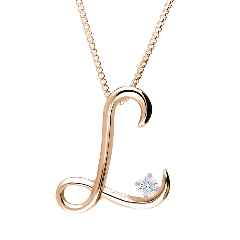 Love Letters 18ct Rose Gold 0.10ct Diamond Initial L Necklace sold by C.W. Sellors
