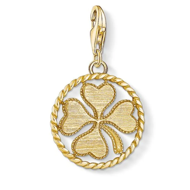 Thomas Sabo Charm Club Yellow Gold Plated Silver Disc Cloverleaf Charm D sold by C.W. Sellors