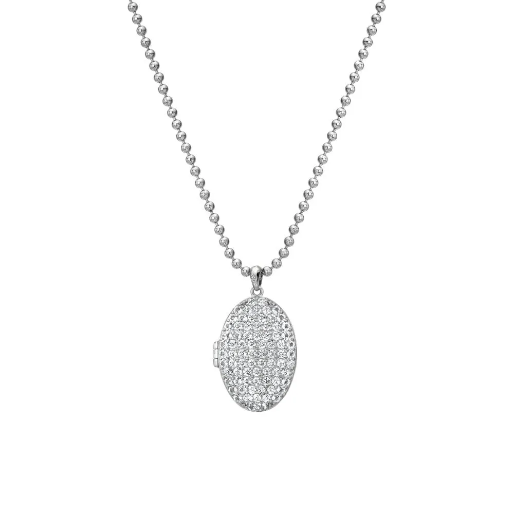 Hot Diamonds Memories Sterling Silver White Topaz Oval Locket D sold by C.W. Sellors