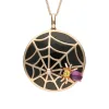 18ct Rose Gold Whitby Jet and Diamond Spider Web Necklace D sold by C.W. Sellors