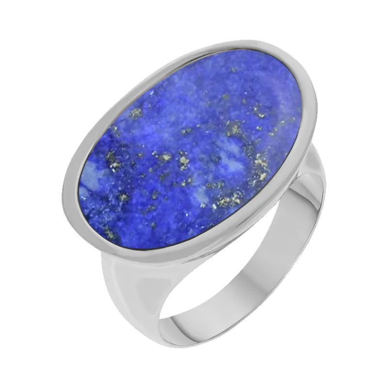 Sterling Silver Lapis Lazuli Oval Statement Ring D sold by C.W. Sellors