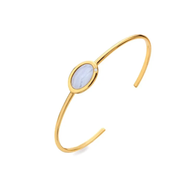 Hot Diamonds Gold Plated Sterling Silver Blue Lace Agate Bangle sold by C.W. Sellors