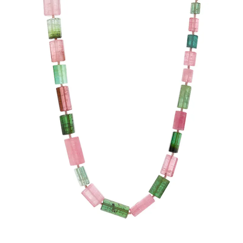 Pink Green Graduated Tourmaline Beaded Necklace D sold by C.W. Sellors
