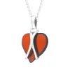 Sterling Silver Amber Wire Wrapped Heart Pendant Necklace sold by C.W. Sellors
