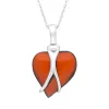 Sterling Silver Amber Wire Wrapped Heart Pendant Necklace sold by C.W. Sellors