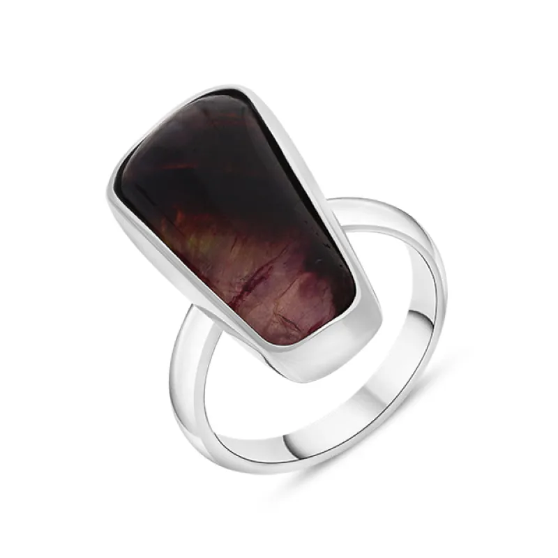 Sterling Silver Blue John Oblong Abstract Ring D sold by C.W. Sellors