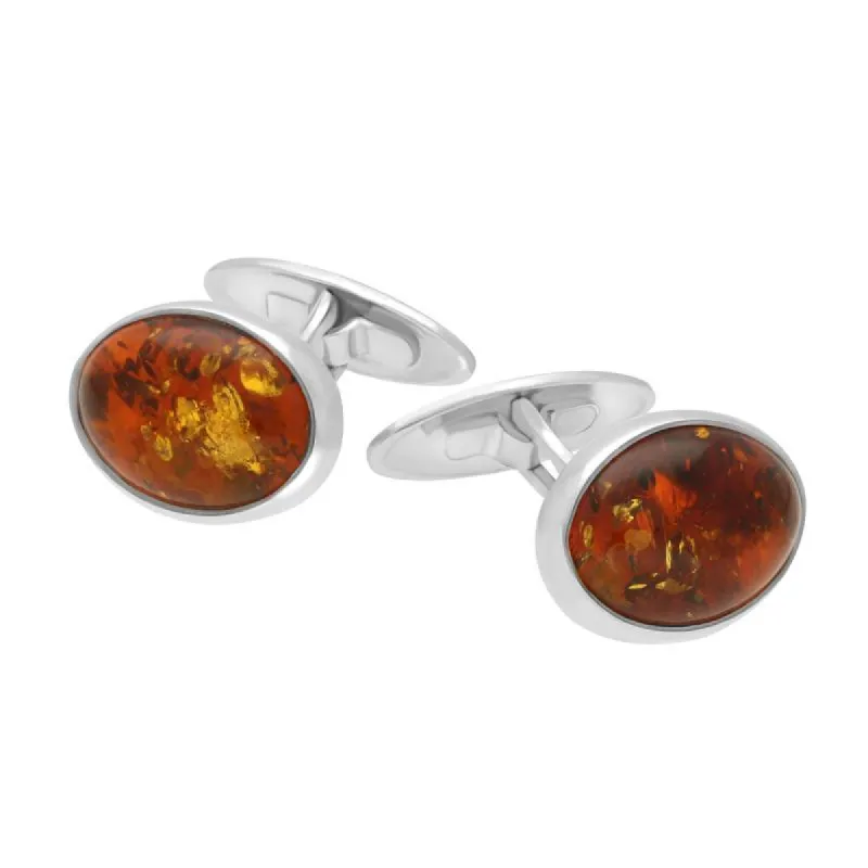 Sterling Silver Amber Oval Cufflinks sold by C.W. Sellors
