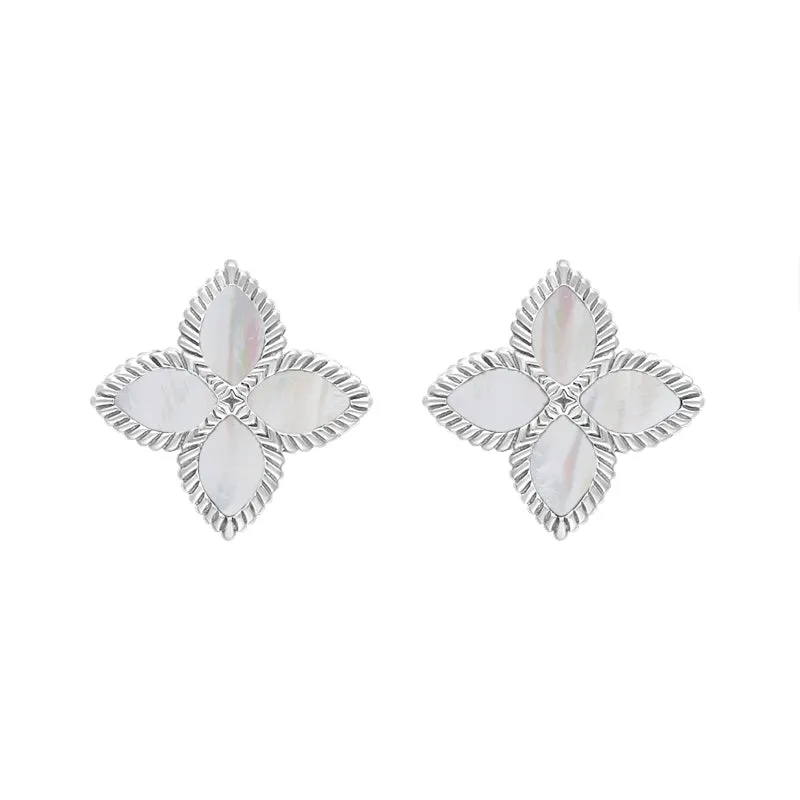 Sterling Silver White Mother of Pearl Eden Marquise Flower Stud Earrings sold by C.W. Sellors