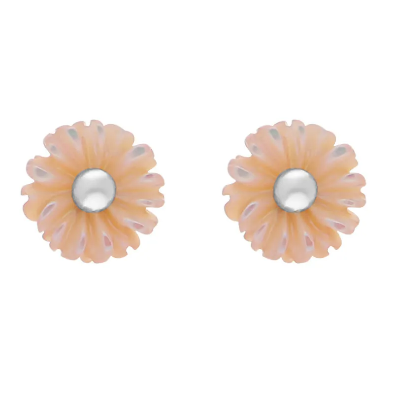 Sterling Silver Pink Mother of Pearl Tuberose 6mm Daisy Stud Earrings sold by C.W. Sellors