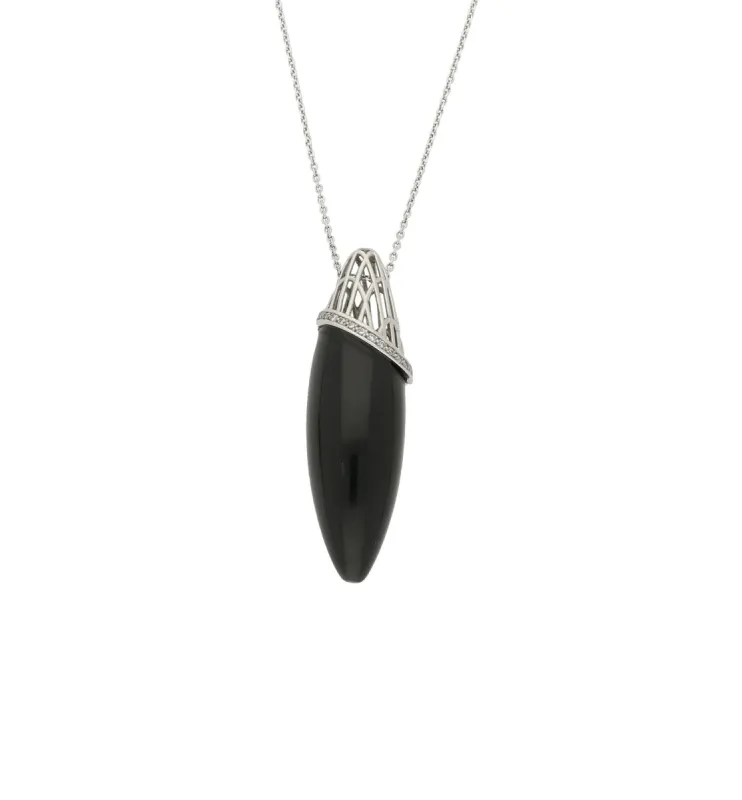 Platinum Diamond and Whitby Jet Cosmic Large Necklace made by C.W. Sellors
