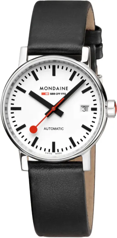 Mondaine Evo2 35mm Grape Leather Watch sold by C.W. Sellors