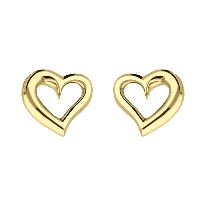 9ct Yellow Gold Curved Heart Earrings D sold by C.W. Sellors
