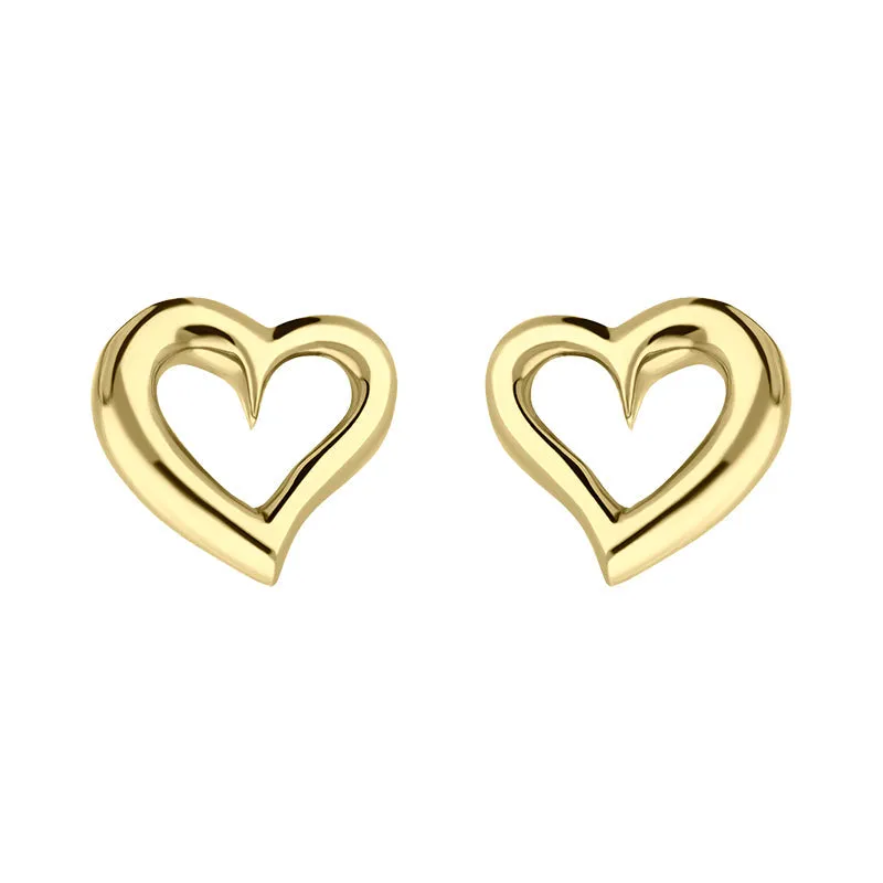9ct Yellow Gold Curved Heart Earrings D sold by C.W. Sellors