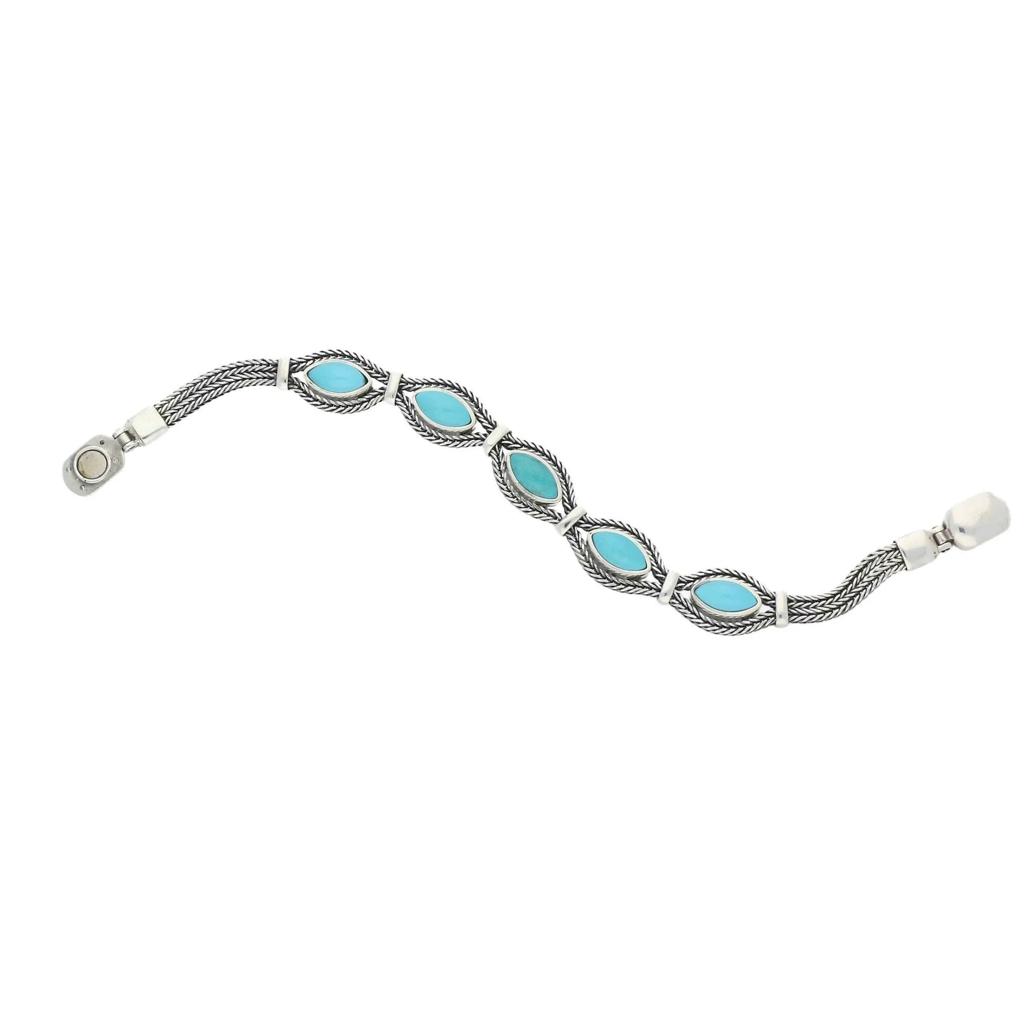 Sterling Silver Turquoise Five Stone Marquise Foxtail Bracelet D sold by C.W. Sellors product image thumbnail 2
