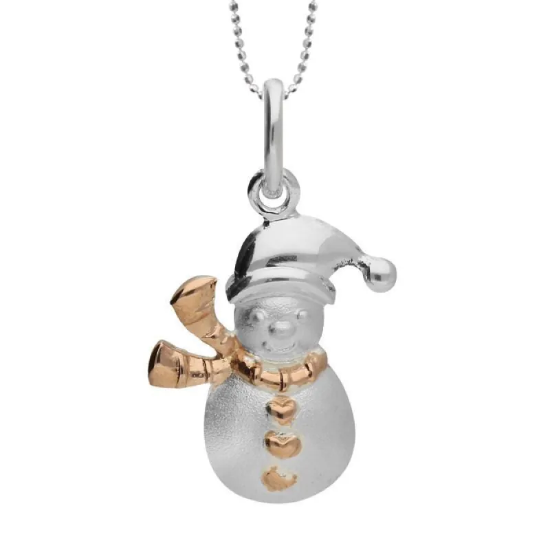 Rose Gold Plated Sterling Silver Snowman Necklace sold by C.W. Sellors