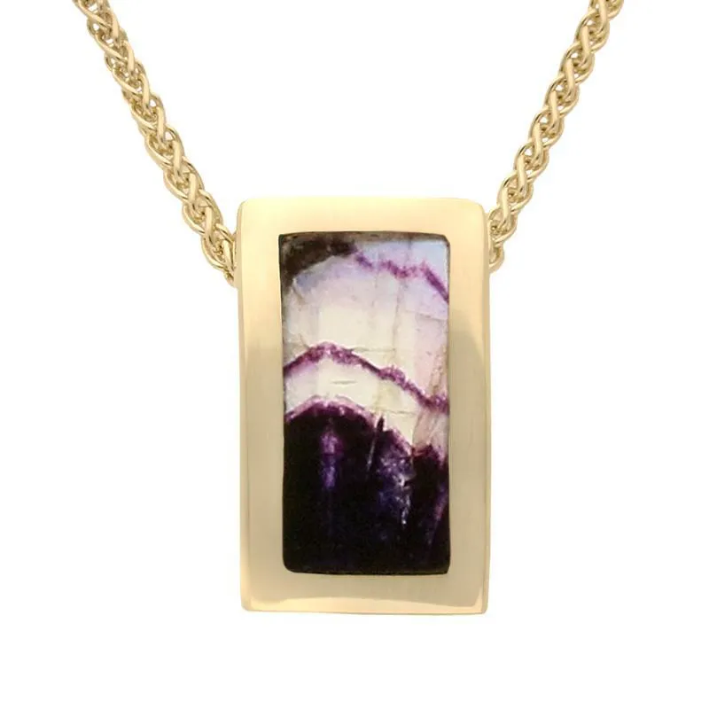 9ct Yellow Gold Blue John Oblong Stone Set Necklace sold by C.W. Sellors
