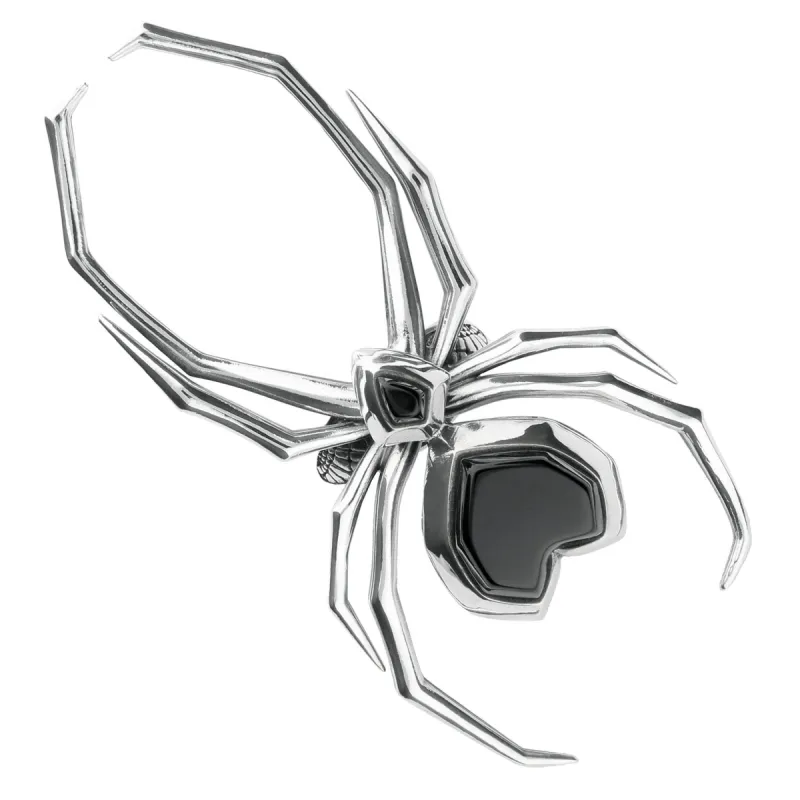 Sterling Silver Whitby Jet Gothic Large Spider Ring sold by C.W. Sellors