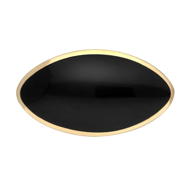 9ct Yellow Gold Whitby Jet Contemporary Oval Brooch sold by C.W. Sellors
