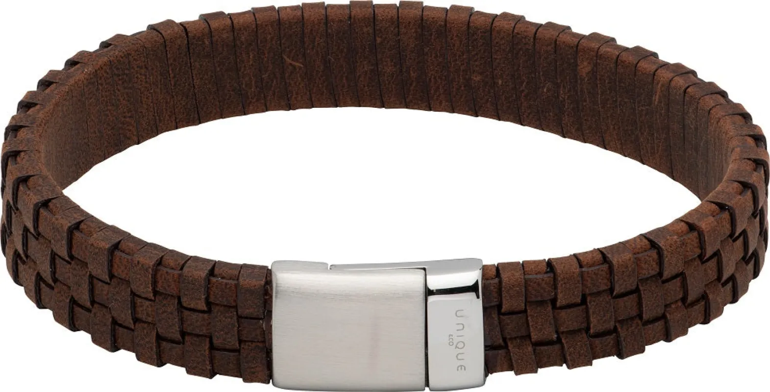 Unique & Co Stainless Steel Antique Brown Leather Bracelet D sold by C.W. Sellors