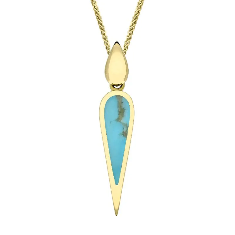 9ct Yellow Gold Turquoise Toscana Slim Pear Drop Necklace sold by C.W. Sellors