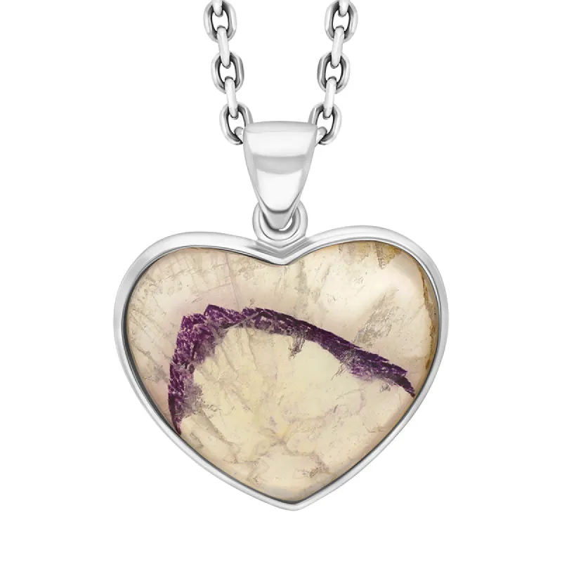 Sterling Silver Blue John Heart Pendant Necklace D sold by C.W. Sellors