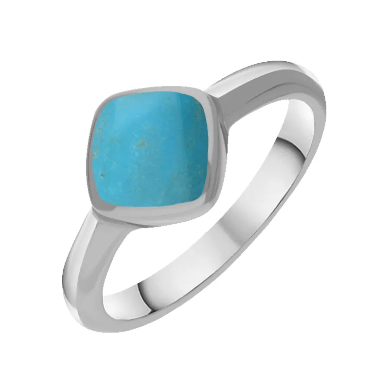 Sterling Silver Turquoise Cushion Ring sold by C.W. Sellors
