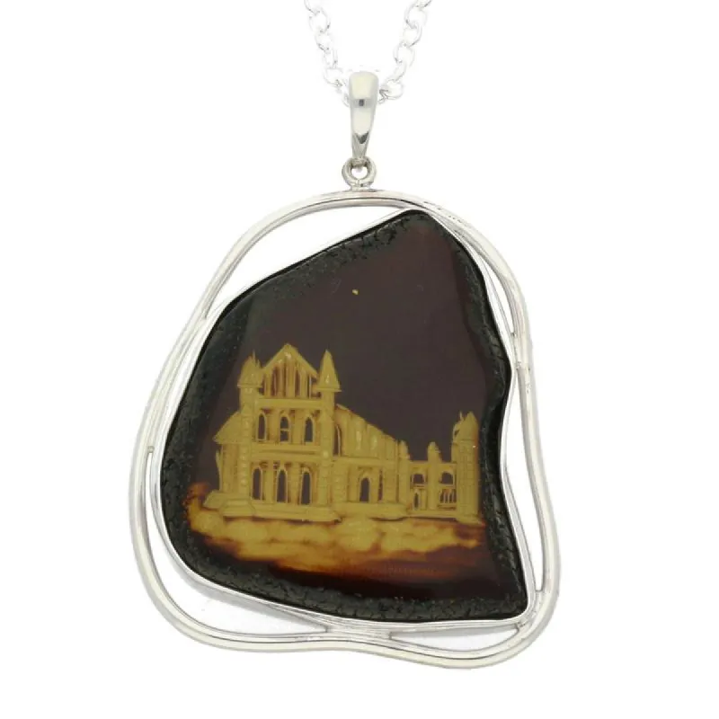 Carved Organic Sterling Silver Amber Abbey Pendant D sold by C.W. Sellors