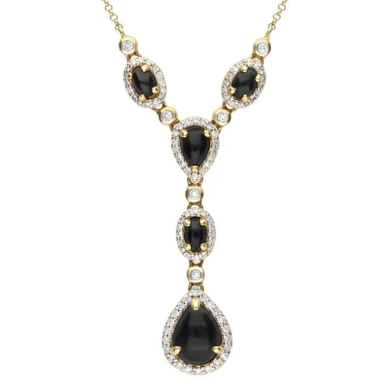 18ct Yellow Gold Whitby Jet 0.59ct Diamond Necklace sold by C.W. Sellors