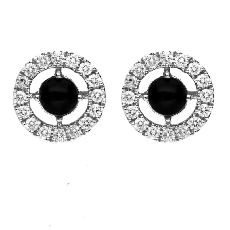18ct White Gold Whitby Jet 0.38ct Diamond Stud Earrings sold by C.W. Sellors