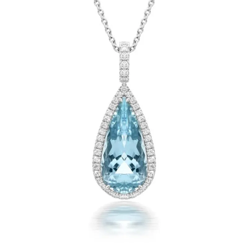 Hans D Krieger White Gold 6.98ct Aquamarine Diamond Necklace D sold by C.W. Sellors