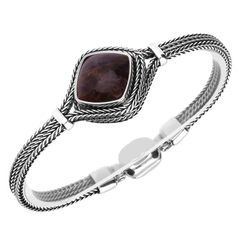 Sterling Silver Blue John Foxtail Overlap Cushion Bracelet D sold by C.W. Sellors